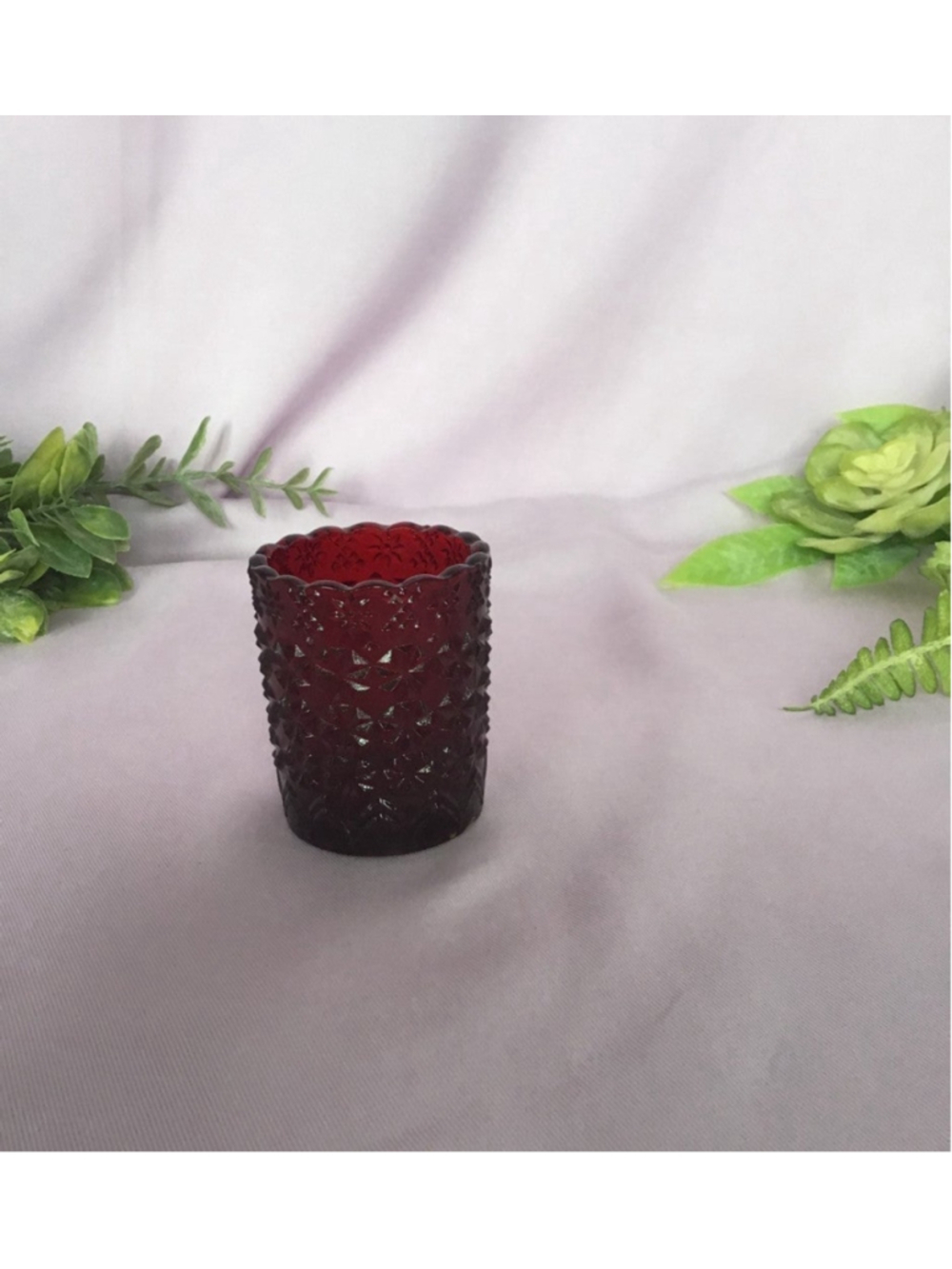 Vintage Ruby Red Daisy and Button Toothpick/Candle holder - Picture 2 of 4
